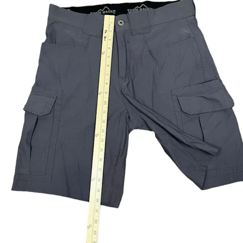 Eddie Bauer Nylon Spandex Cargo Shorts Slate Blue Size 32 Hiking Utility Outdoor